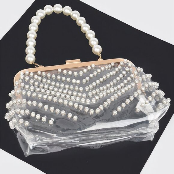 Stone Studded Transparent Clutch - Picture 4 of 7